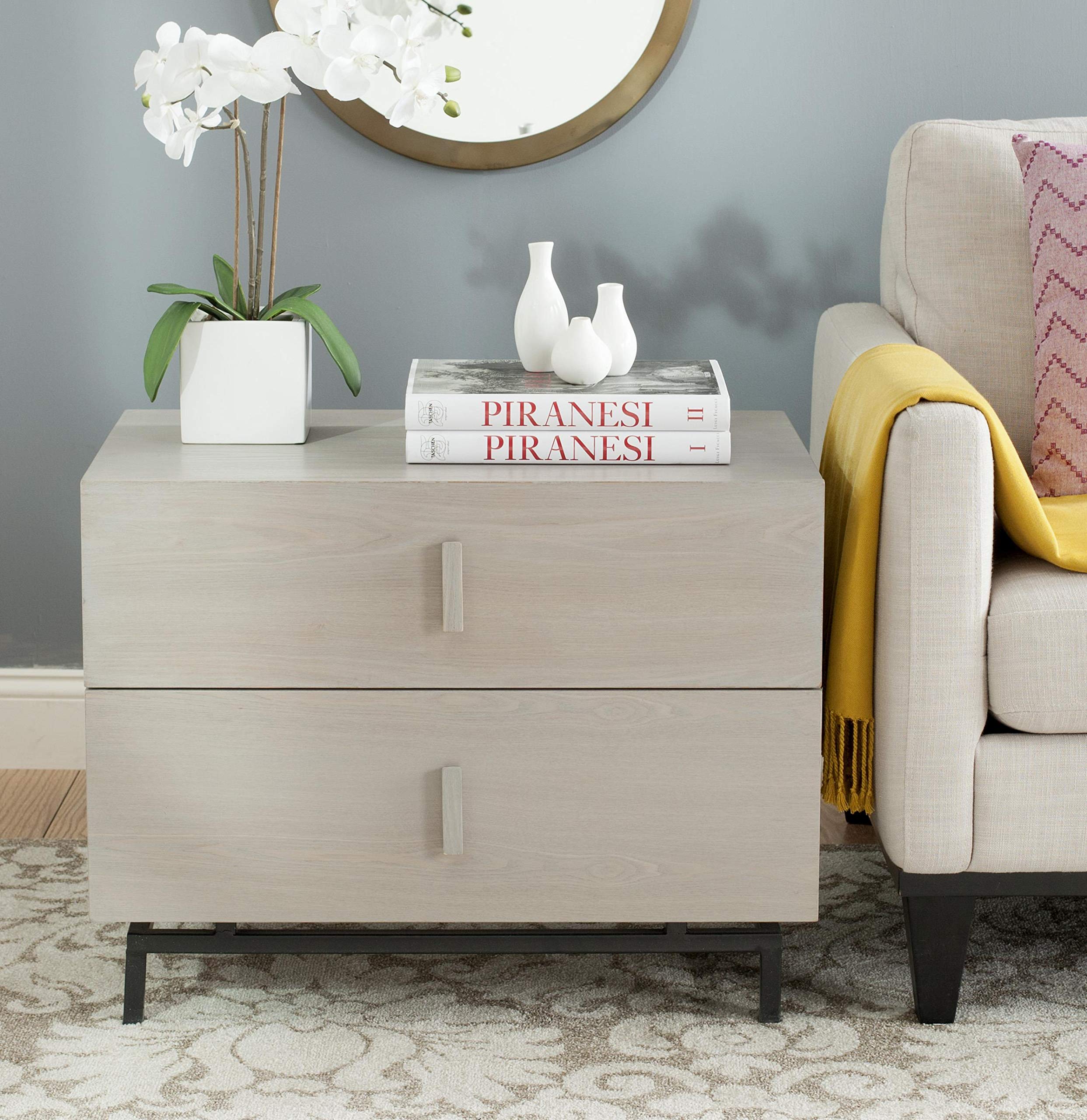 Safavieh Herschel Grey & Black Storage Cabinet - Modern Sideboard for Living Room, Bedroom, or Entryway Organization