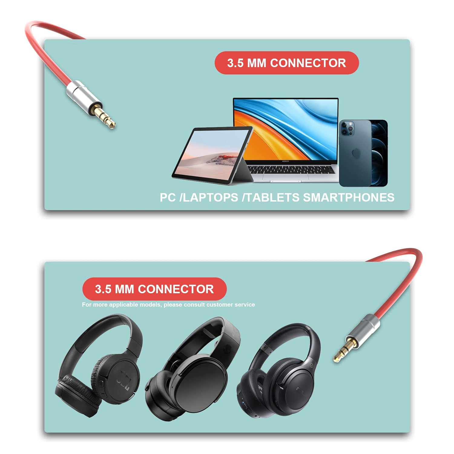 3.5mm Aux Stereo Audio Cable Extension Cord (3.3ft) - Replacement Cable for Beats Solo Studio Mixr & Skullcandy Crusher/Hesh/Venue/Grind Headphones - Perfect for Home Audio, Gaming & Mobile Devices