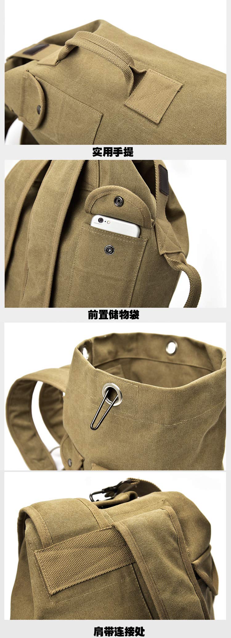 Large Waterproof Travel Backpack for Outdoor Sports - Hiking, Trekking, Camping & Military Use (Khaki) - Perfect for Adventure Travel, Backpacking & Daily Commute