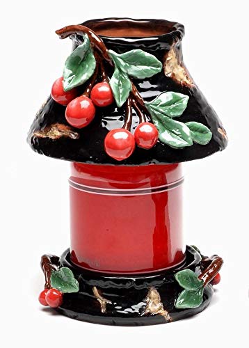 Premium Ceramic Cherry Blossom Candle Holder Set with Jade Shade - 7.5 Inch Elegant Home Decor for Dining Table, Living Room, and Wedding Centerpieces (Jar Candle Not Included)