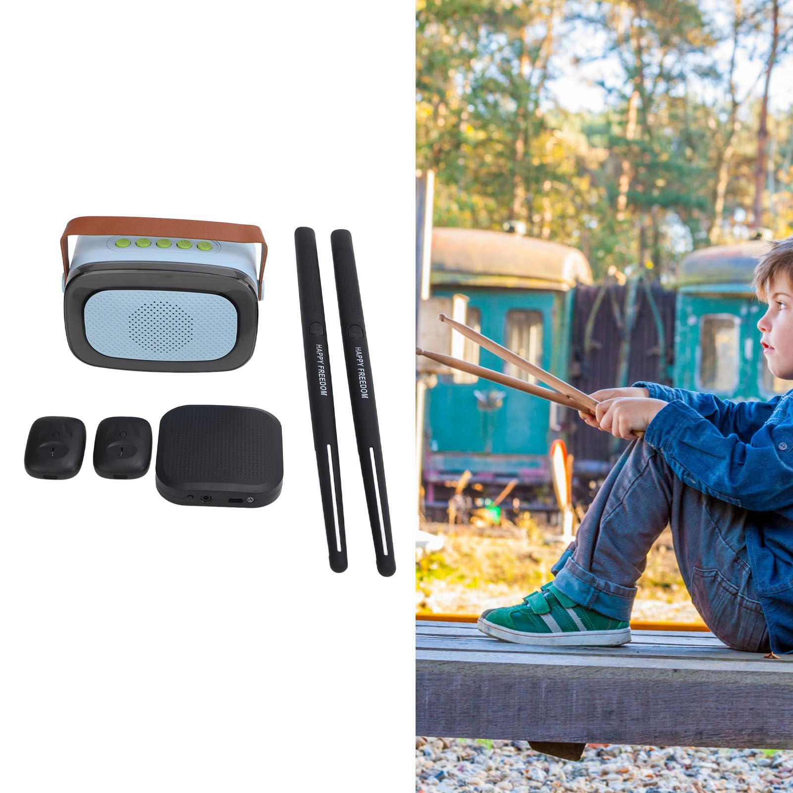 Professional 3D Motion Sensing Air Drum Set with Drumsticks, Pedals & Speaker - Electronic Virtual Drum Kit for Adults, Kids & Beginners - Perfect for Home Practice, Gifts & Music Enthusiasts