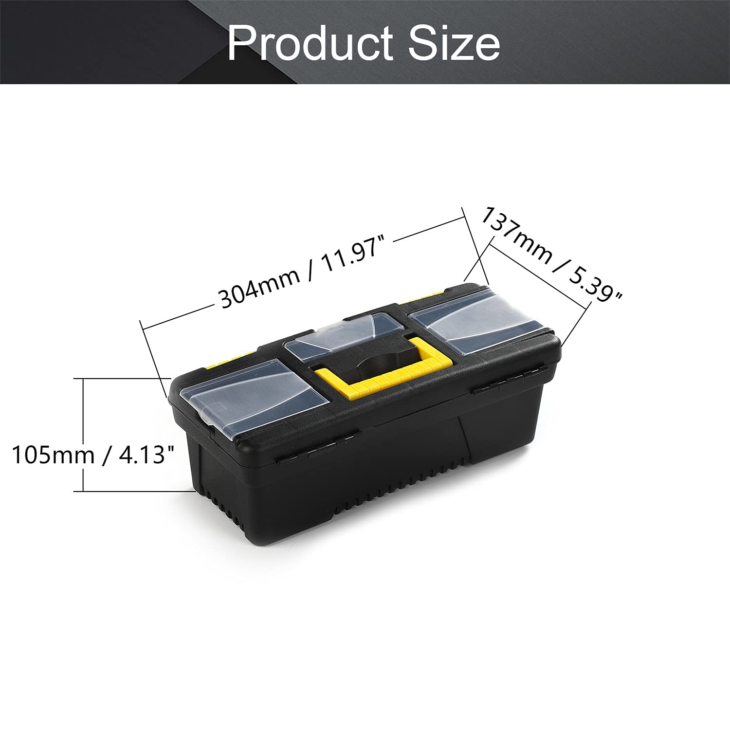 Utoolmart 12-Inch Heavy Duty Plastic Tool Box with Removable Tray - Portable Tool Organizer for Tools, Hardware, DIY Supplies, Toys & Art Storage (12