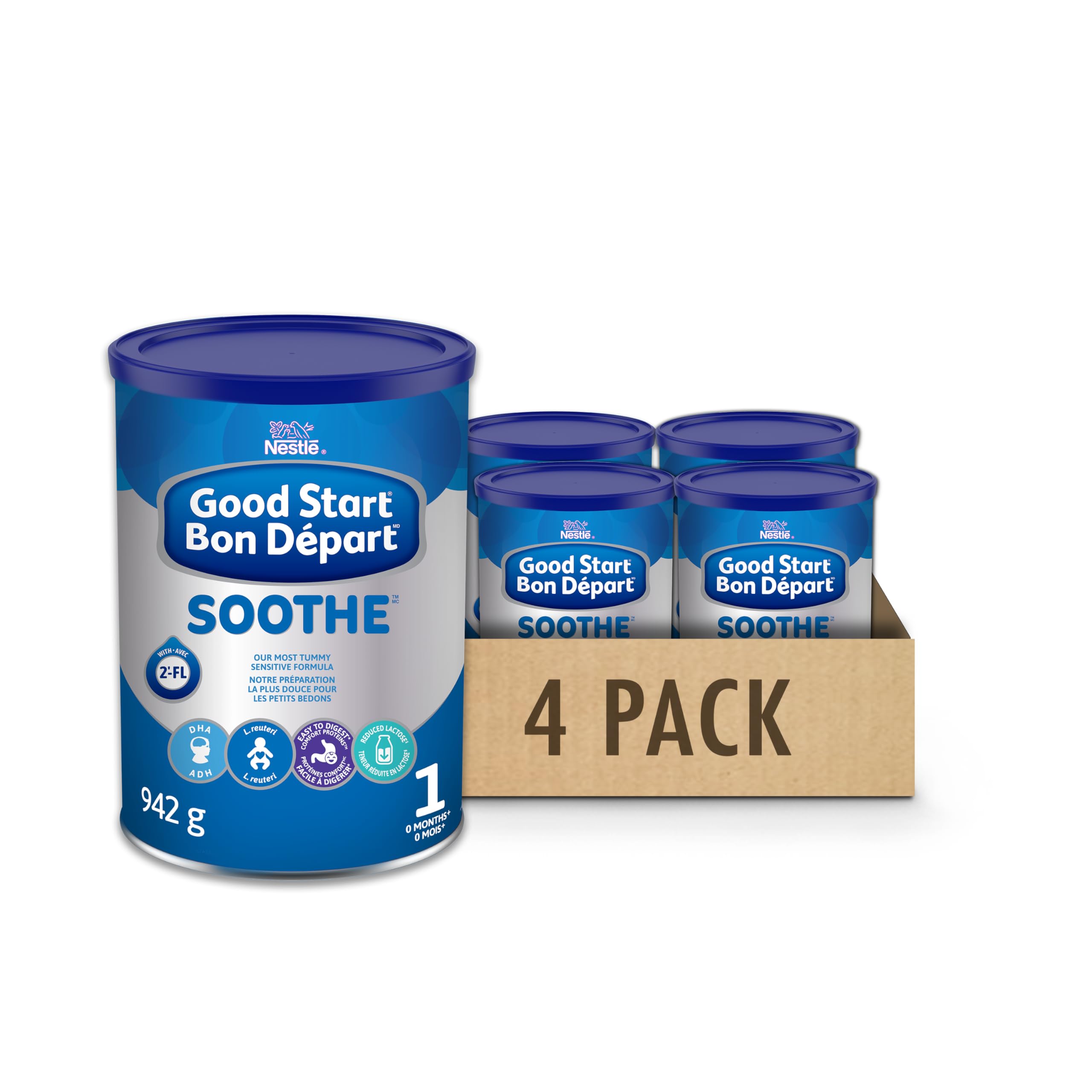 NESTLÉ GOOD START Soothe Baby Formula Powder for Infants 0+ Months - 942g (Pack of 4) | Gentle Nutrition for Colic & Fussy Babies | Ideal for Nighttime Feeding & Digestive Comfort