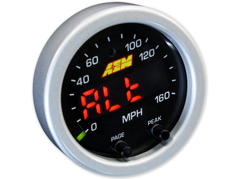 AEM X Series 0-160 MPH Black Bezel GPS Speedometer Gauge with Black Face - High Performance Digital Speed Gauge for Cars, Trucks & Motorcycles - Track Racing, Off-Road & Street Use