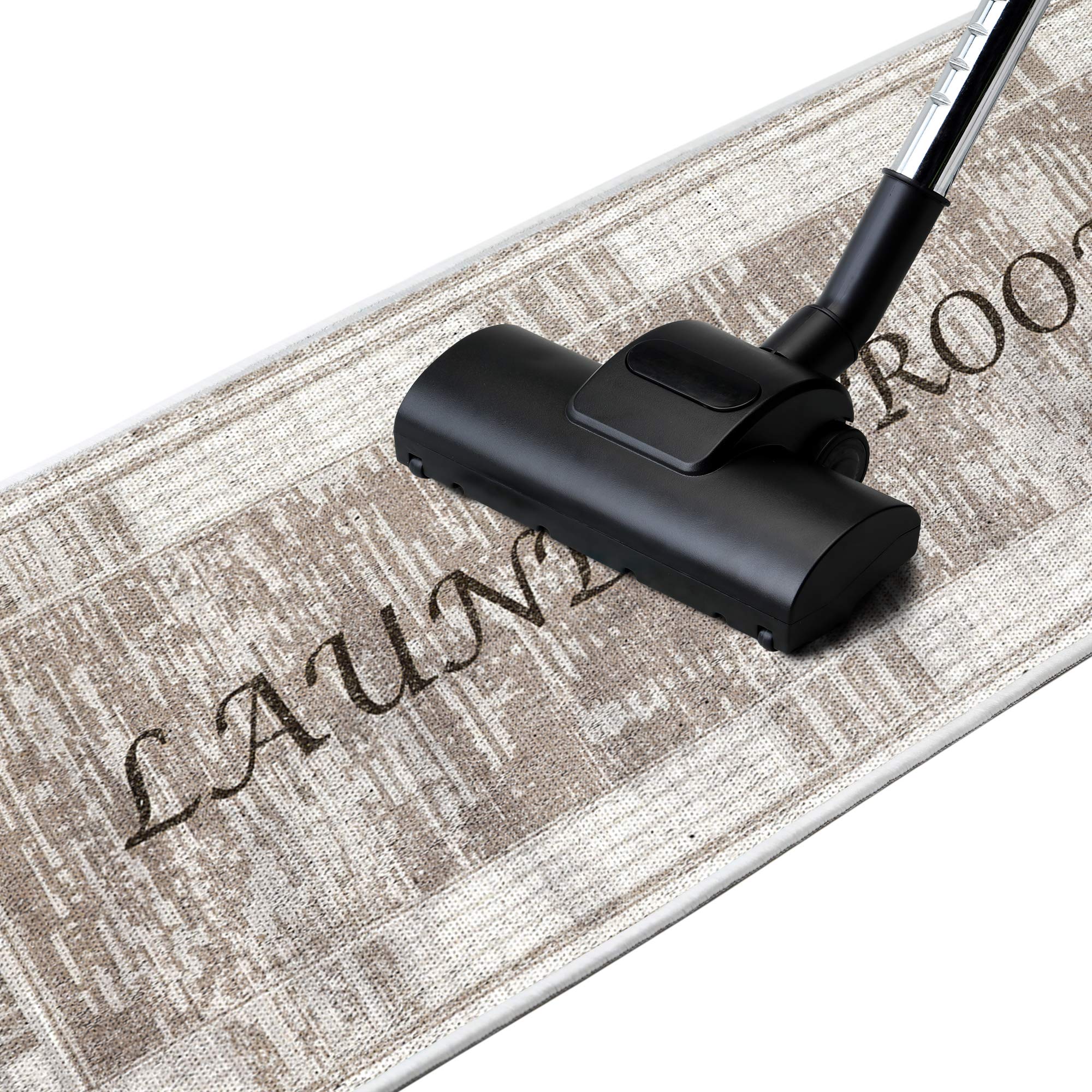 **Non-Slip Washable Laundry Room Rug – Ultra Thin Low Pile Bathroom Runner – Machine Washable Printed Washroom Rug – Laundry Room Decor – 20x59 Inches – Perfect for Bathroom, Kitchen & Entryway**