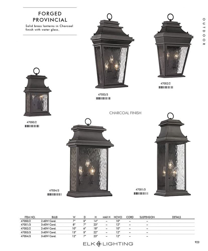 Bailey Street Home Rectangular Three-Light Outdoor Wall Lantern - Traditional Porch Light in Charcoal Finish with Clear Rippled Glass (31-BEL-1664889) - Perfect for Patio, Garden, and Entryway Lighting