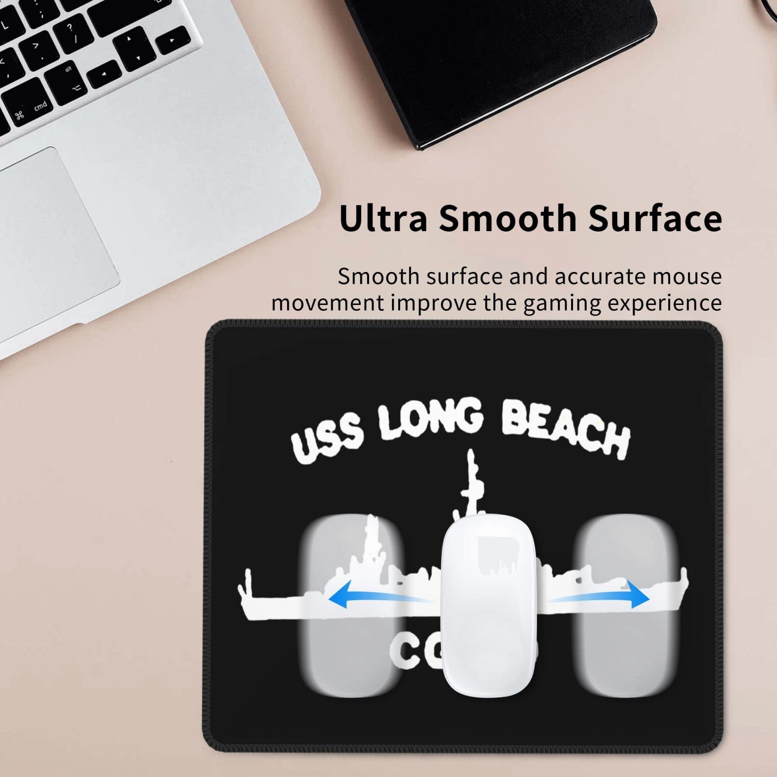 Custom USS Long Beach CGN-9 Gaming Mouse Pad - 10x12 Inch Non-Slip Computer Mousepad for PC Gamers - Perfect for Esports, Office Work & Home Use
