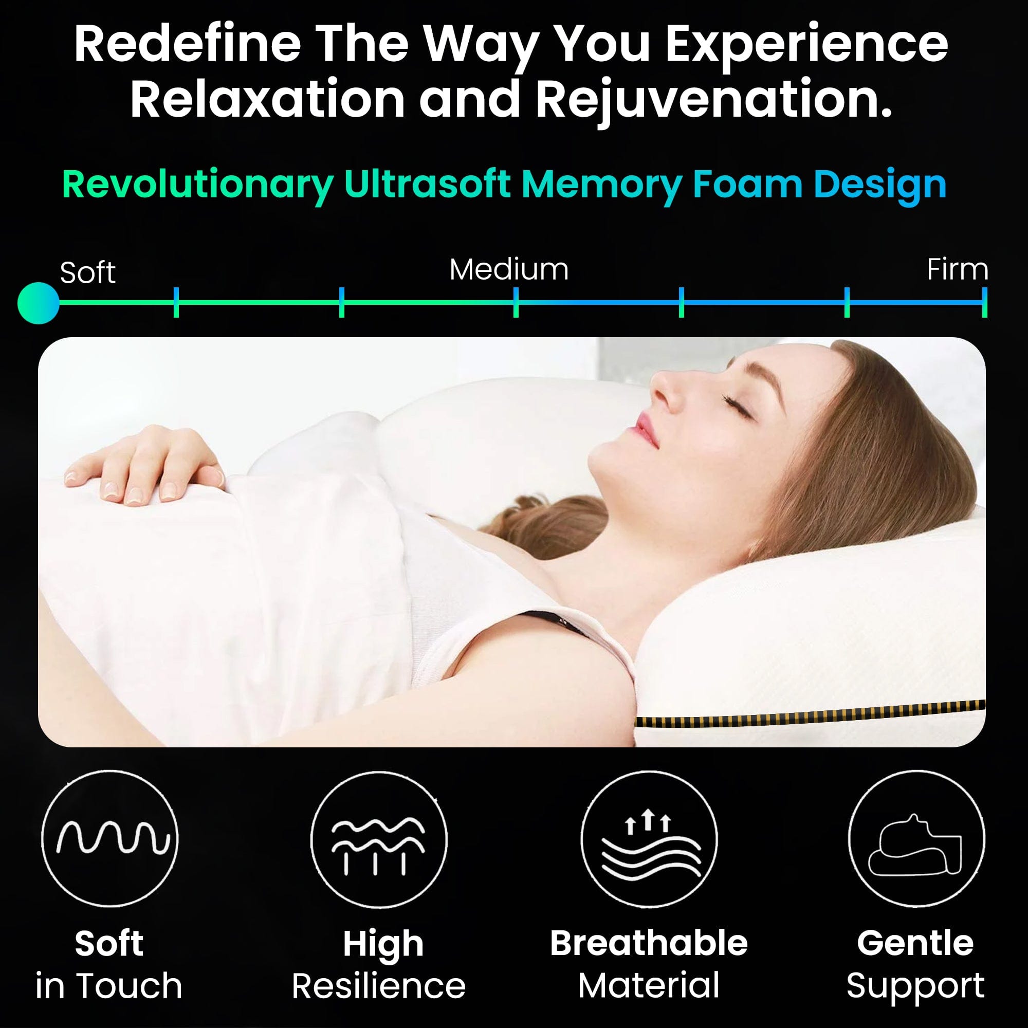 Dr Trust USA Orthopedic King Size Cervical Memory Foam Pillow for Neck Pain Relief - Supportive Contour Pillow for Side, Back & Stomach Sleepers - Ideal for Stiff Neck, Shoulder Pain & Better Sleep