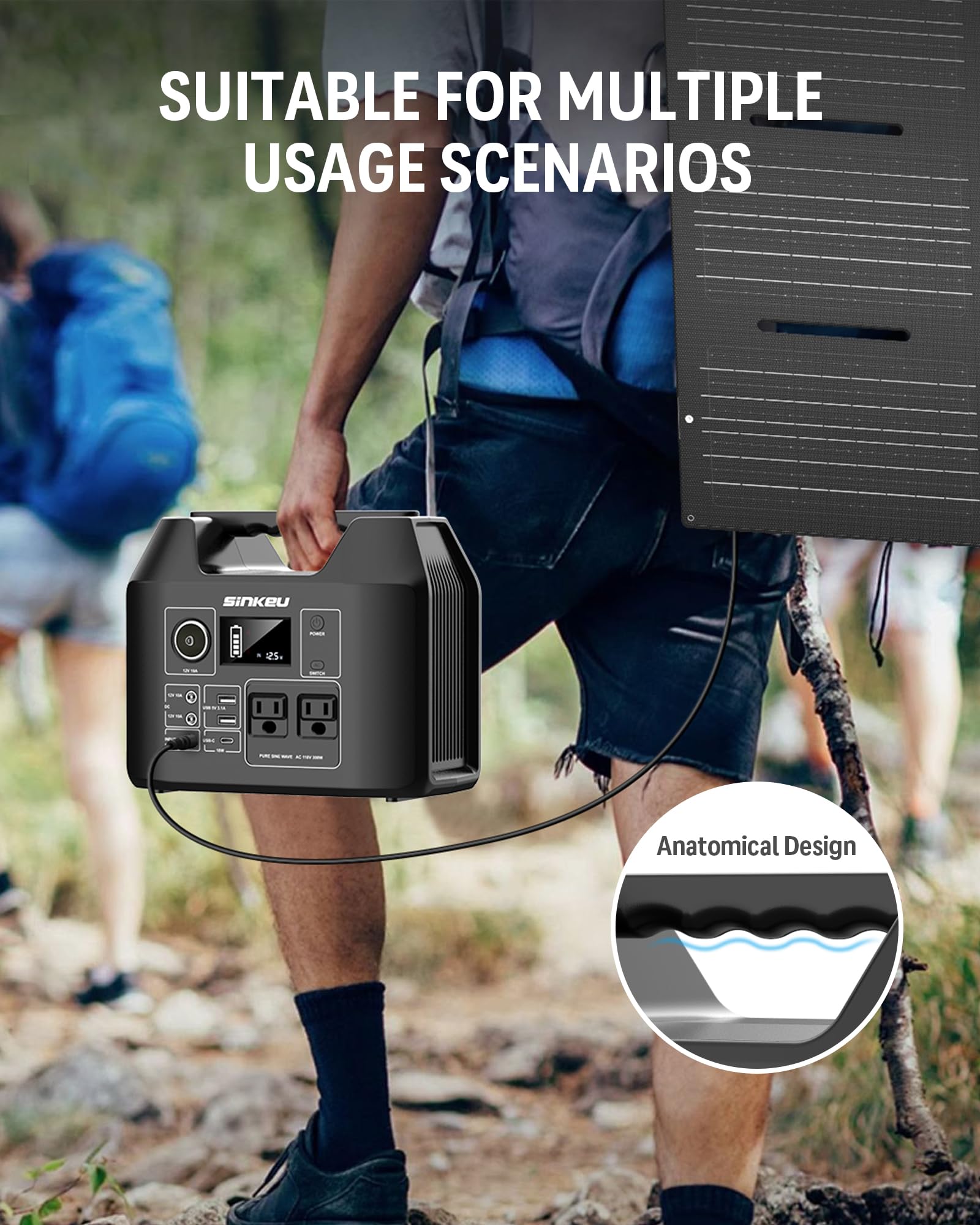 SinKeu 80000mAh Portable Power Station - 256Wh LiFePO4 Battery with 110V AC/DC 65W Output, 15W USB-A & 18W USB-C PD - Solar Generator for Camping, RV Travel, Emergency Backup & Outdoor Adventures - Perfect for Powering Devices During Blackouts or Off-Grid Living