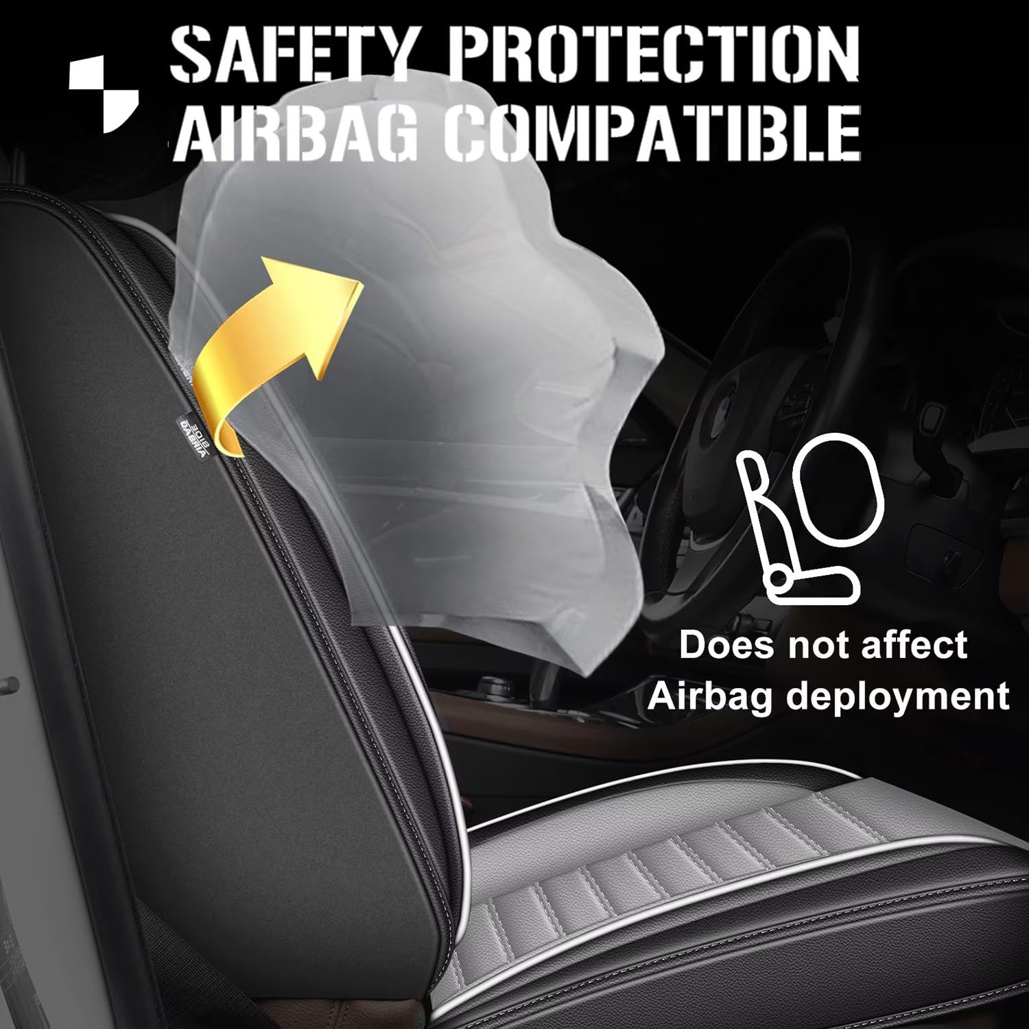 Premium Waterproof Faux Leather Car Seat Covers - Full Set 5 Seats for Honda Accord 2007-2017 Models | Airbag Compatible | Gray Seat Protectors | Perfect for Daily Commute & Road Trips