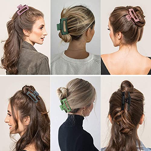 Shidara Strong Hold Rectangle Claw Hair Clips - Non-Slip Hair Jaw Clamps for Women & Girls (6-Piece Set, Multicolor) | Perfect for Updos, Ponytails & Everyday Hairstyles
