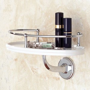 Circe Wall Tray in Satin Nickel Finish - Decorative Wall Shelf for Bathroom, Kitchen & Entryway Organization