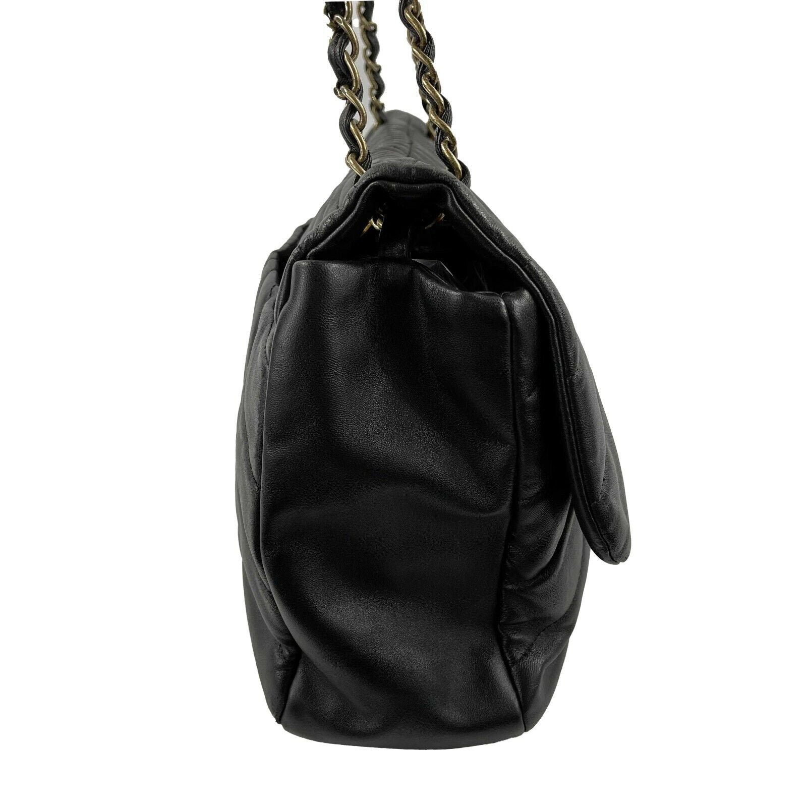 Chanel Wave Quilted Black Calfskin Leather Maxi Flap Bag with Gold-Tone Hardware - Luxury Shoulder Bag for Women, Perfect for Evening Events, Parties & Special Occasions