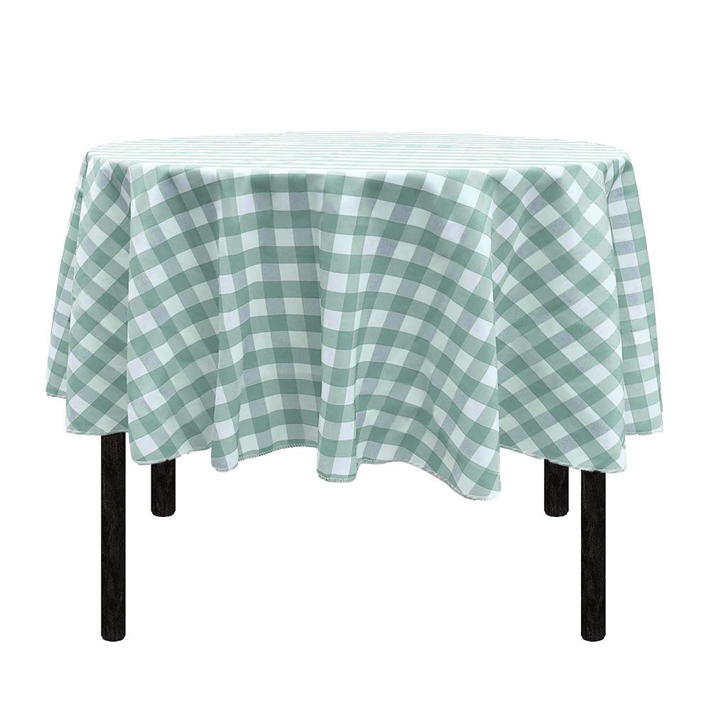 72 Inch Round Tablecloth - Washable Polyester Checkered Table Cover for Buffet, Party, Wedding & Holiday Dinner - Perfect for Indoor/Outdoor Dining & Special Events