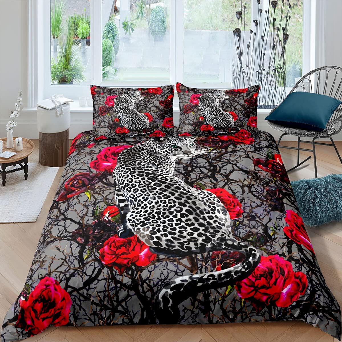 Feelyou Leopard Print Duvet Cover Set - 2PCS Twin Size Cheetah Pattern Bedding with Pillowcase, Wild Animal Themed Comforter Cover for Kids & Teens | Perfect for Jungle Safari Nursery, Boys/Girls Bedroom Decor