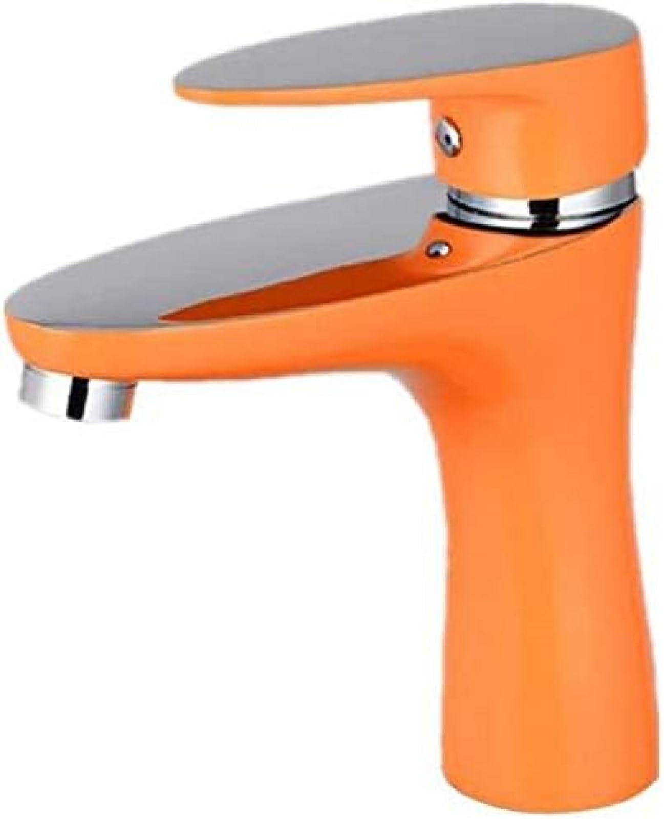 CRJUS Modern Single Lever Kitchen Faucet - Brass Orange Deck Mounted Water Mixer Tap for Bathroom & Kitchen Sink | Perfect for Contemporary Home, Restaurant & Commercial Use