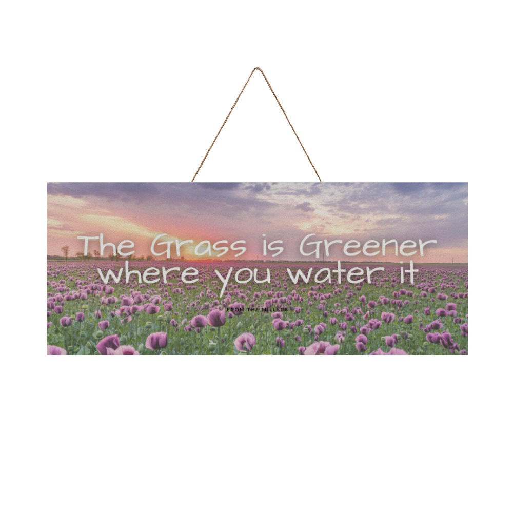Floral Field Wooden Plaque - 24 x 10 Inches Rustic Home Decor with Rope Hanger - Perfect for Farmhouse, Bedroom & Living Room Wall Decor