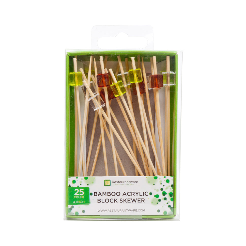 Premium Bamboo & Acrylic Skewers - 25-Piece Retail Pack for Grilling, BBQ, and Cocktail Garnishes