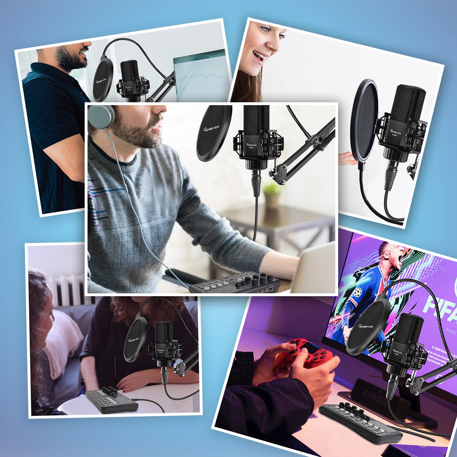 Professional Podcast Equipment Bundle - 3.5mm Condenser Mic & Audio Mixer for Live Streaming, Recording, Gaming | Compatible with Phone, PC, Laptop | Perfect for Home Studios & Content Creators