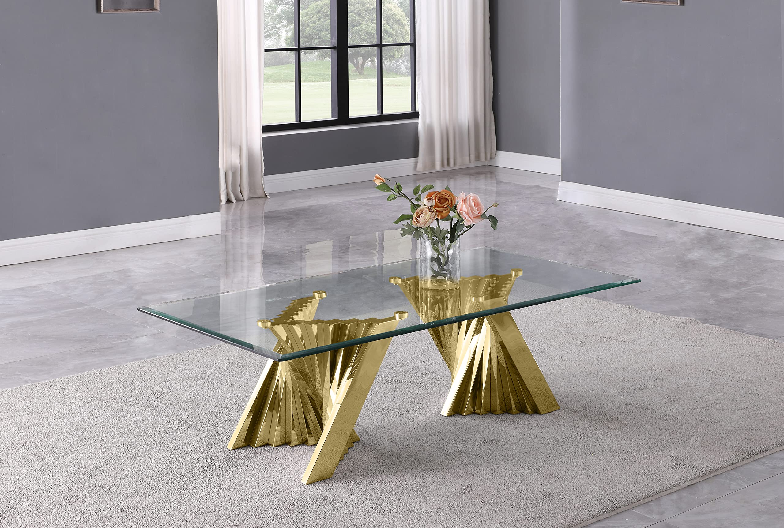 Premium CT04 Coffee Table Set in Gold - Modern Living Room Furniture for Home Decor & Entertaining