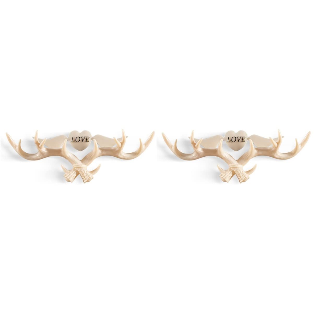 Veemoon 2-Piece Christmas Deer Antler Wall Hooks - Rustic Antler Coat Hangers for Coats, Hats & Scarves - Perfect for Holiday Home Decor & Entryway Organization