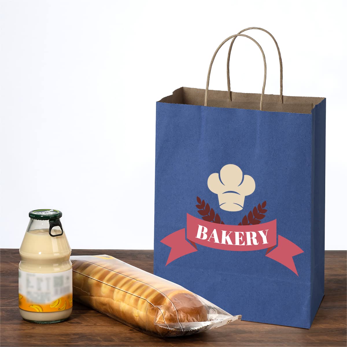 Premium Kraft Paper Gift Bags with Handles - 8x4.25x10.5 Inch Eco-Friendly Party Favor Bags (50 Pack) - Perfect for Birthday Parties, Wedding Favors, Candy Treats & Boutique Shopping Bags