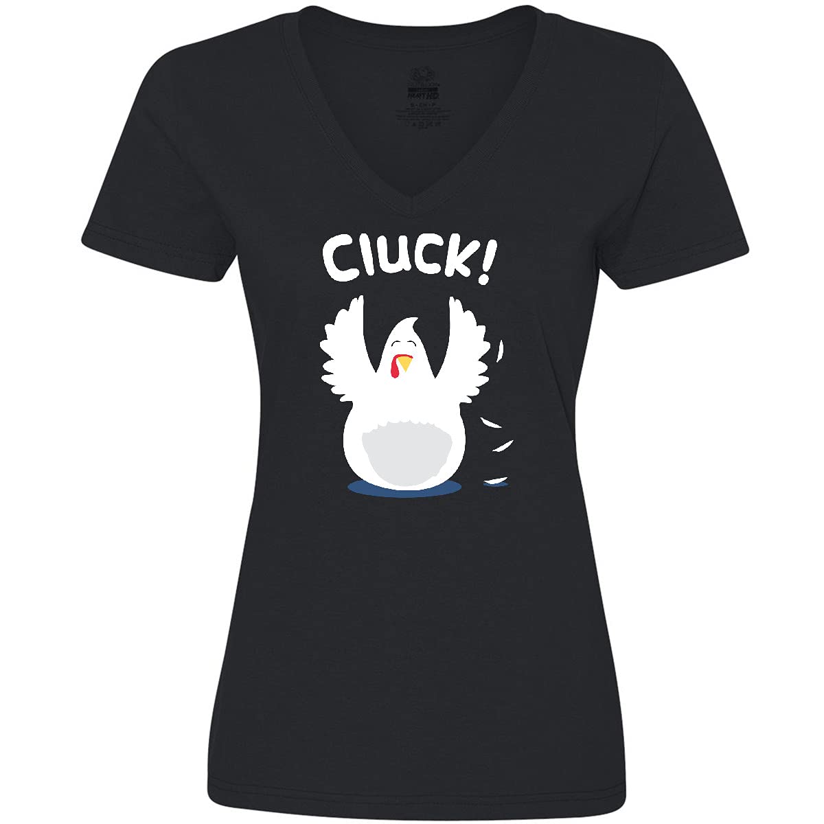 Inktastic Chicken Barnyard Farm Cluck Women's V-Neck T-Shirt - Funny Farm Animal Graphic Tee for Women - Perfect for Casual Wear, Farm Visits & Country Themed Parties