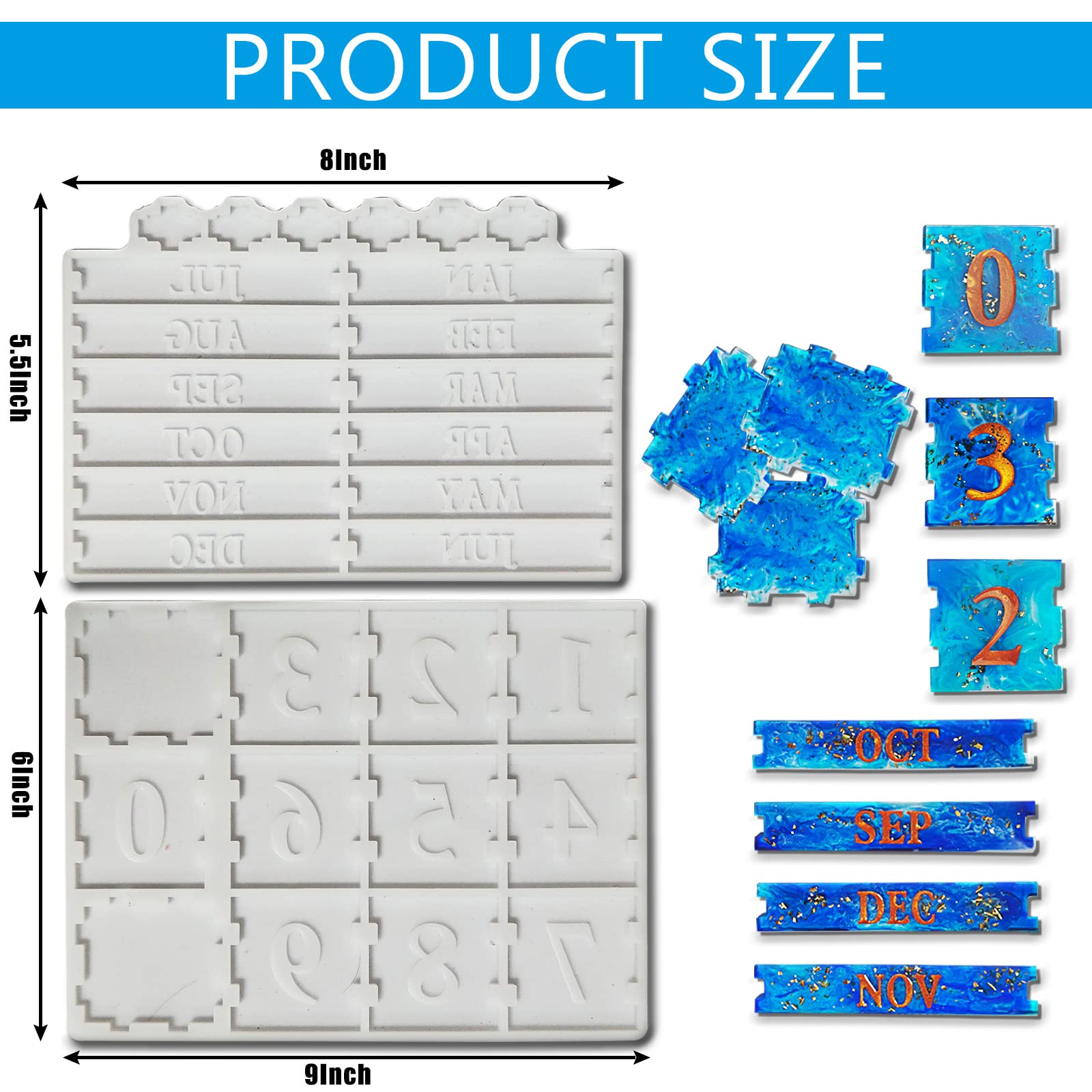 2 Pack DIY Resin Silicone Molds for Perpetual Desk Calendar - Homemade Epoxy Casting Molds for Wall Decor, Teacher Gifts, Farmhouse Office & Birthday Presents - Perfect for Crafting, Home Decor & Unique Gifts