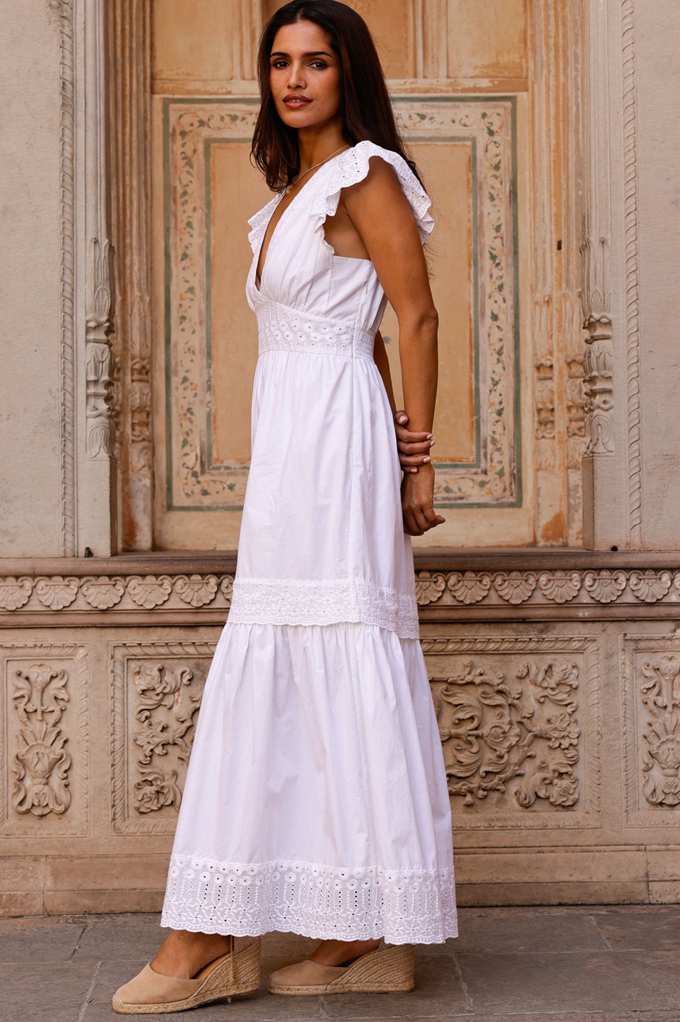 Pippa Embroidered White Dress for Women | Elegant Floral Lace Summer Dress | Perfect for Weddings, Parties & Special Occasions