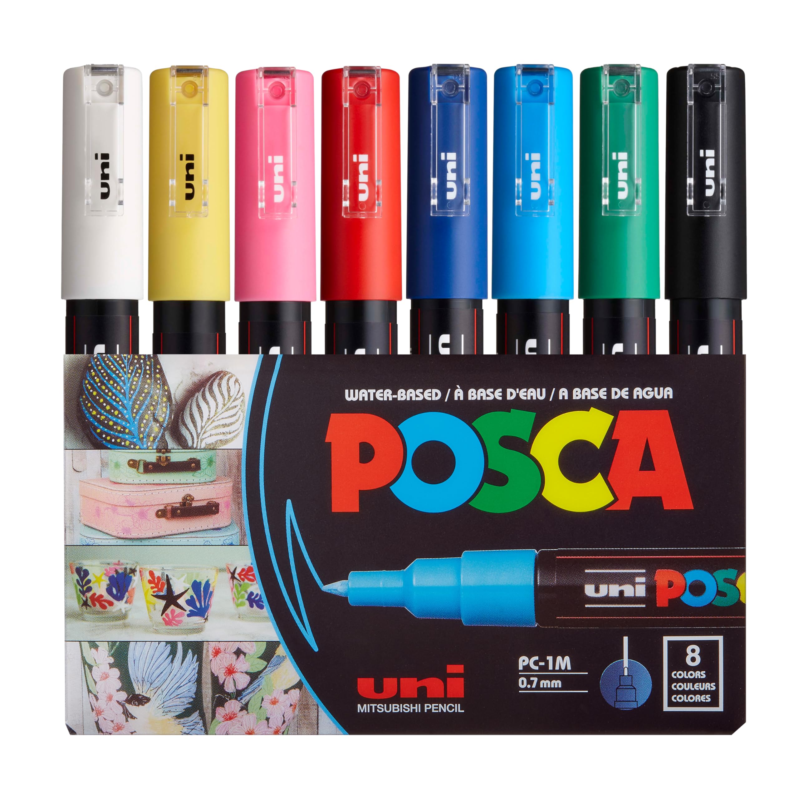 8-Pack Posca Markers 1M - Premium Art & Fabric Paint Pens for Artists, Students, Rock Painting & DIY Crafts | Vibrant Water-Based Markers for Canvas, Wood, Fabric & More