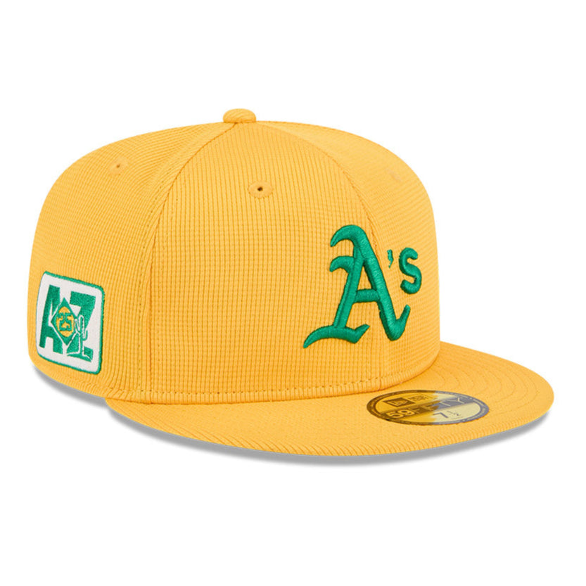 New Era 59Fifty Oakland Athletics 2025 Spring Training Patch Snapback Hat - Gold | MLB Baseball Cap for Men & Women | Game Day, Fan Gear, Sports Collection
