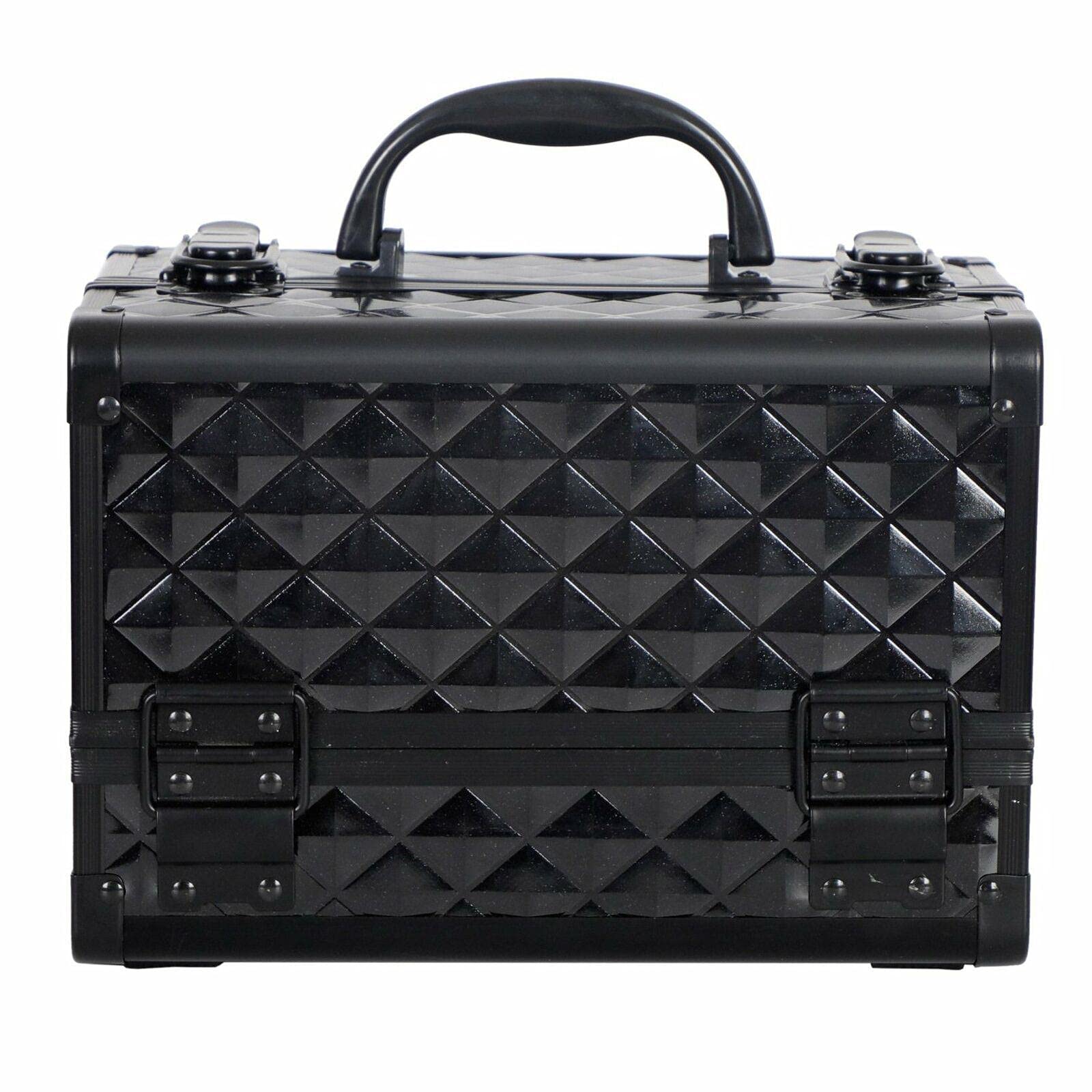 Silver Aluminum Makeup Storage Organizer - Jewelry Box with Button Lock, Cosmetic Display Case for Bathroom & Vanity - Portable Suitcase Design for Travel & Home Use