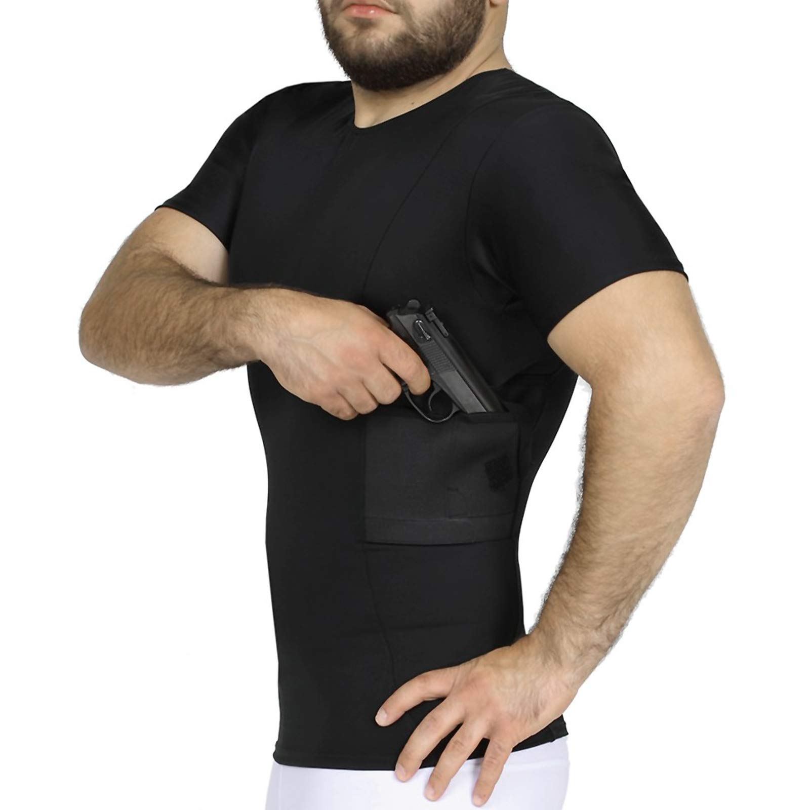 USA Made Men's Concealed Carry Holster - Slimming Compression Undershirt for Concealed Gun Carry | Perfect for Everyday Wear, Travel & Tactical Use