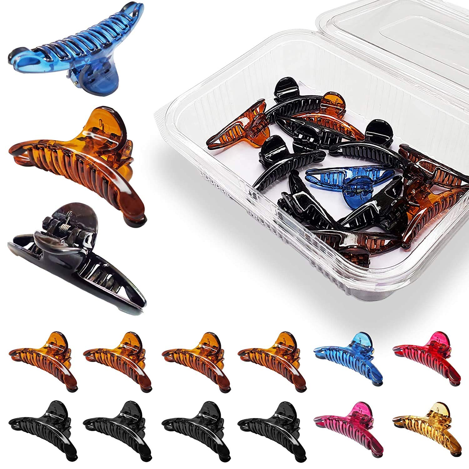 Korean Butterfly Hair Clips - 6 Pack Acrylic Clutchers for Women & Girls - Party & Daily Use