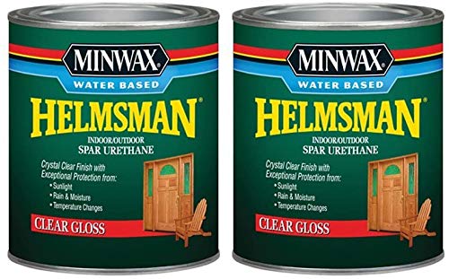 Minwax 630500444 Water Based Helmsman Spar Urethane Gloss Finish - 2 Pack (Quart) - Protective Wood Coating for Outdoor Furniture, Decks & Boats