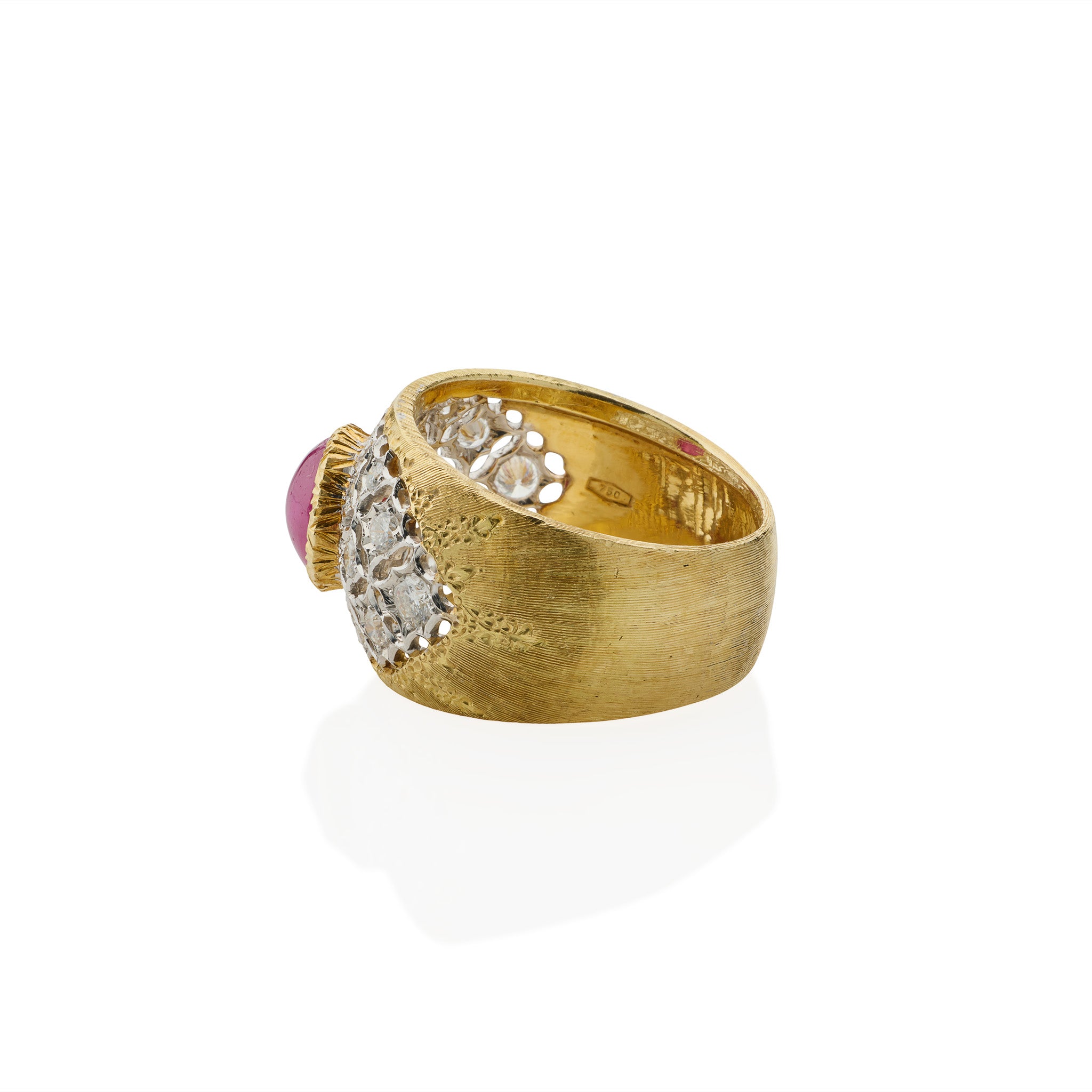 Buccellati Ruby and Diamond Ring – Elegant 18K Gold Women's Jewelry for Weddings, Anniversaries & Special Occasions