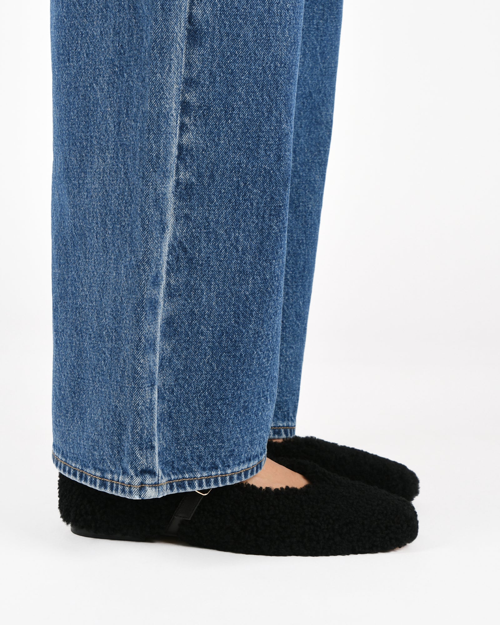 April Casual Flats Black Shearling - Women's Comfortable Slip-On Shoes for Walking, Work & Everyday Wear