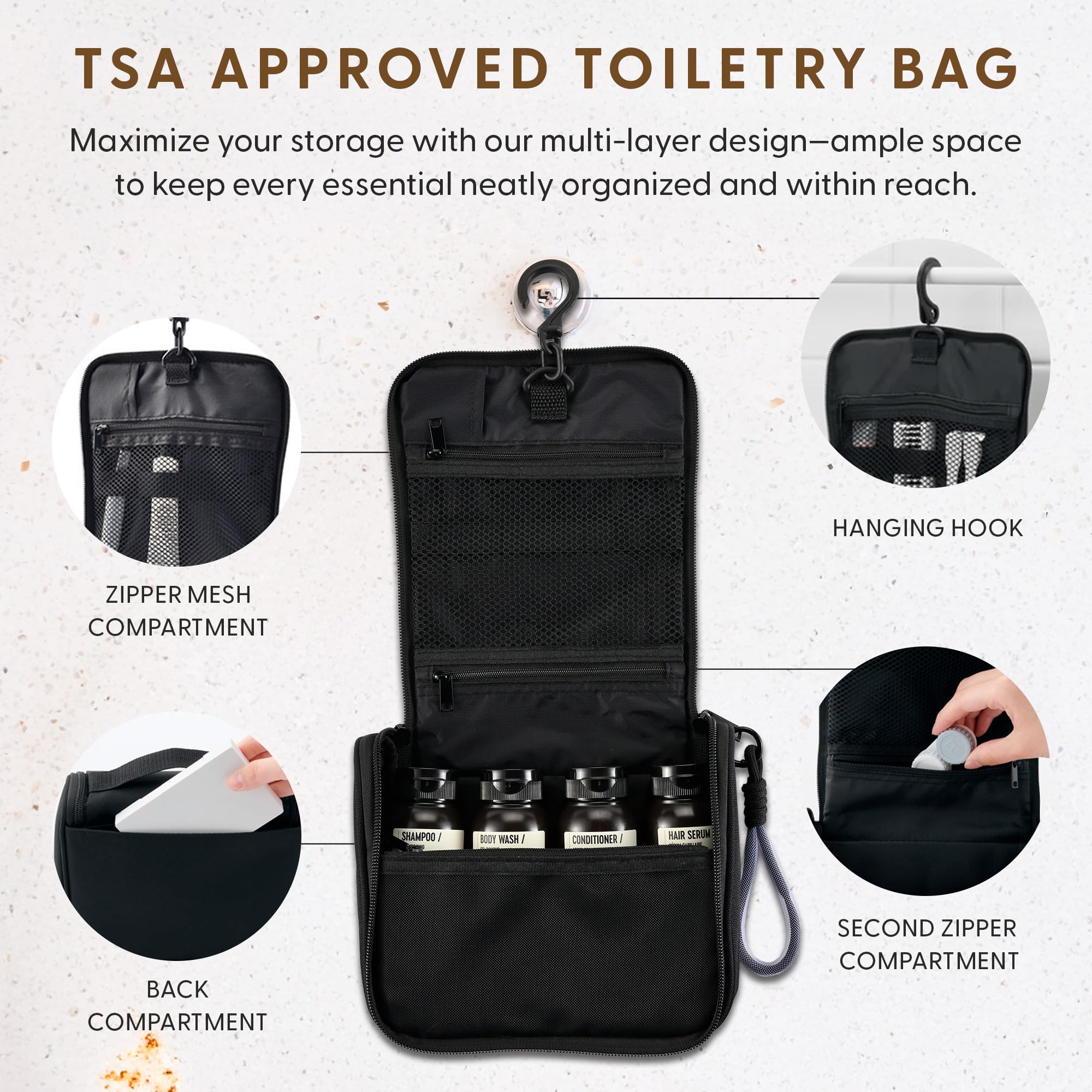 MAISONOVO TSA Approved Travel Bottles for Toiletries - 4-Pack Leak Proof Refillable Containers with Waterproof Toiletry Bag | Perfect for Airplane Carry-On, Gym, Camping & Vacation Essentials