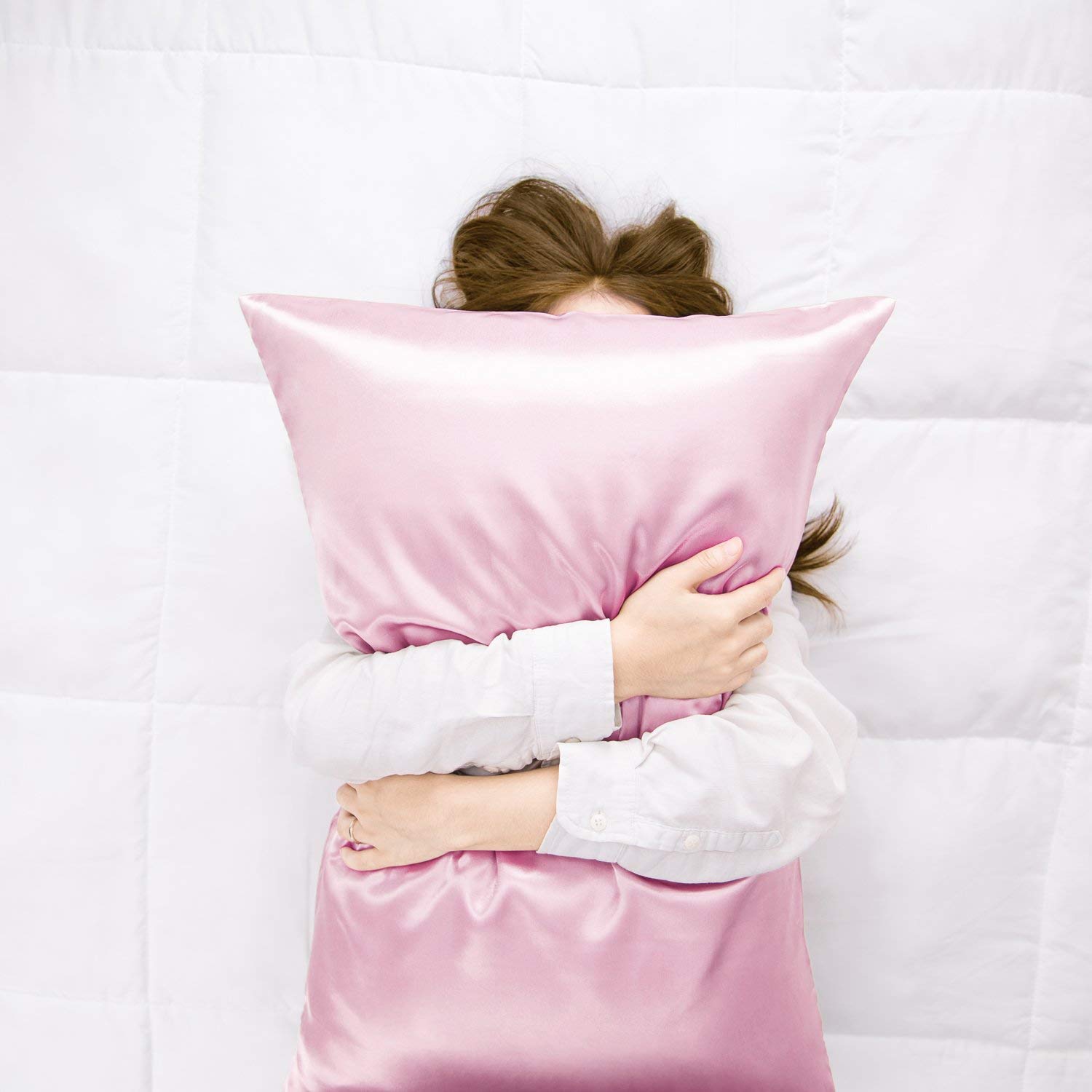 Luxury Satin Pillowcase for Hair and Skin - 2 Pack Super Soft Cooling Pillow Covers (20x30 Inches) with Envelope Closure - Pink - Perfect for Beauty Sleep, Reducing Frizz & Wrinkles