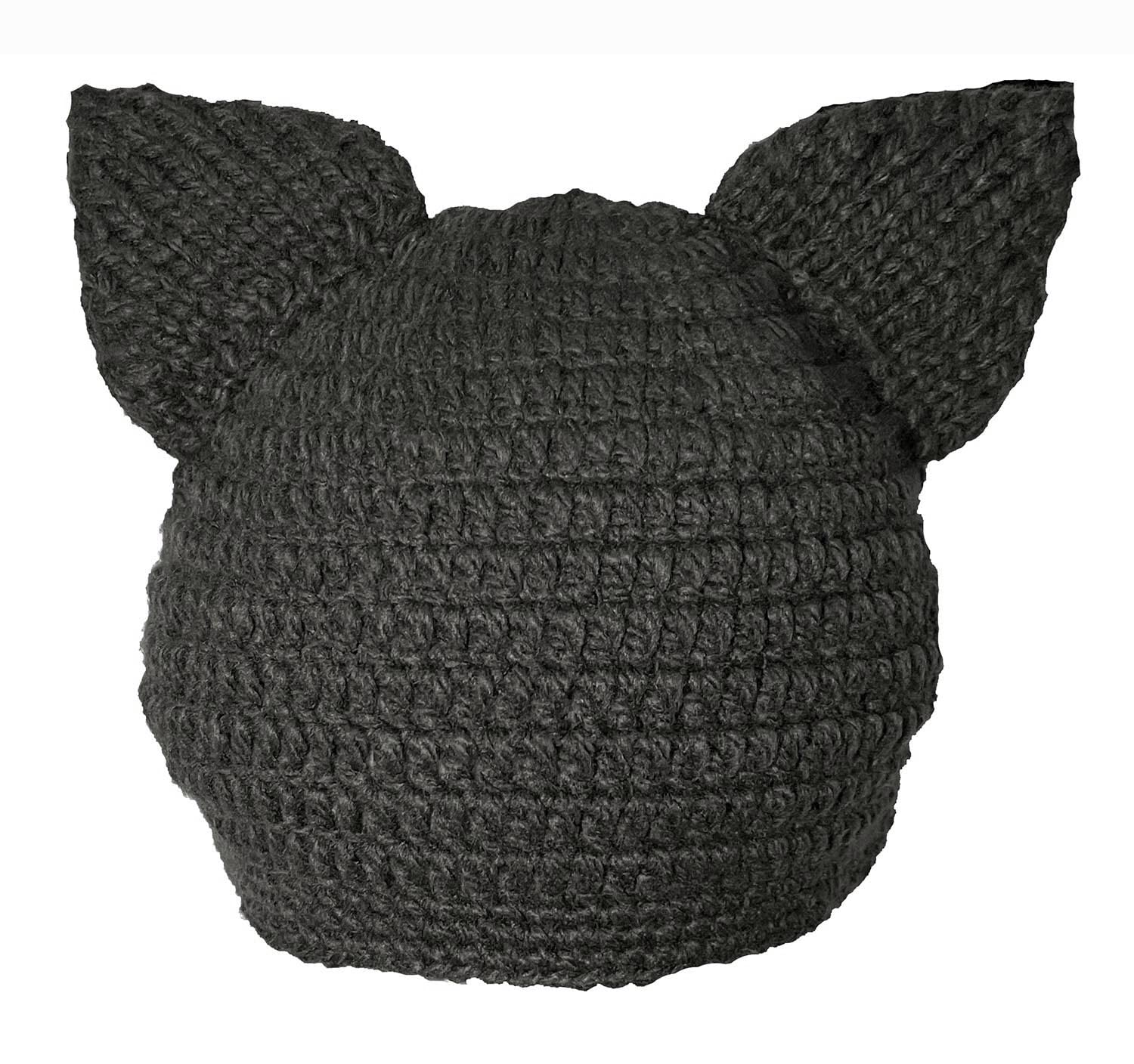 Handmade Wolf Ears Beanie Hat with Monster Teeth - Devil Pussy Knitted Cap for Halloween Costume & Cosplay - Warm Winter Skull Cap for Women Men