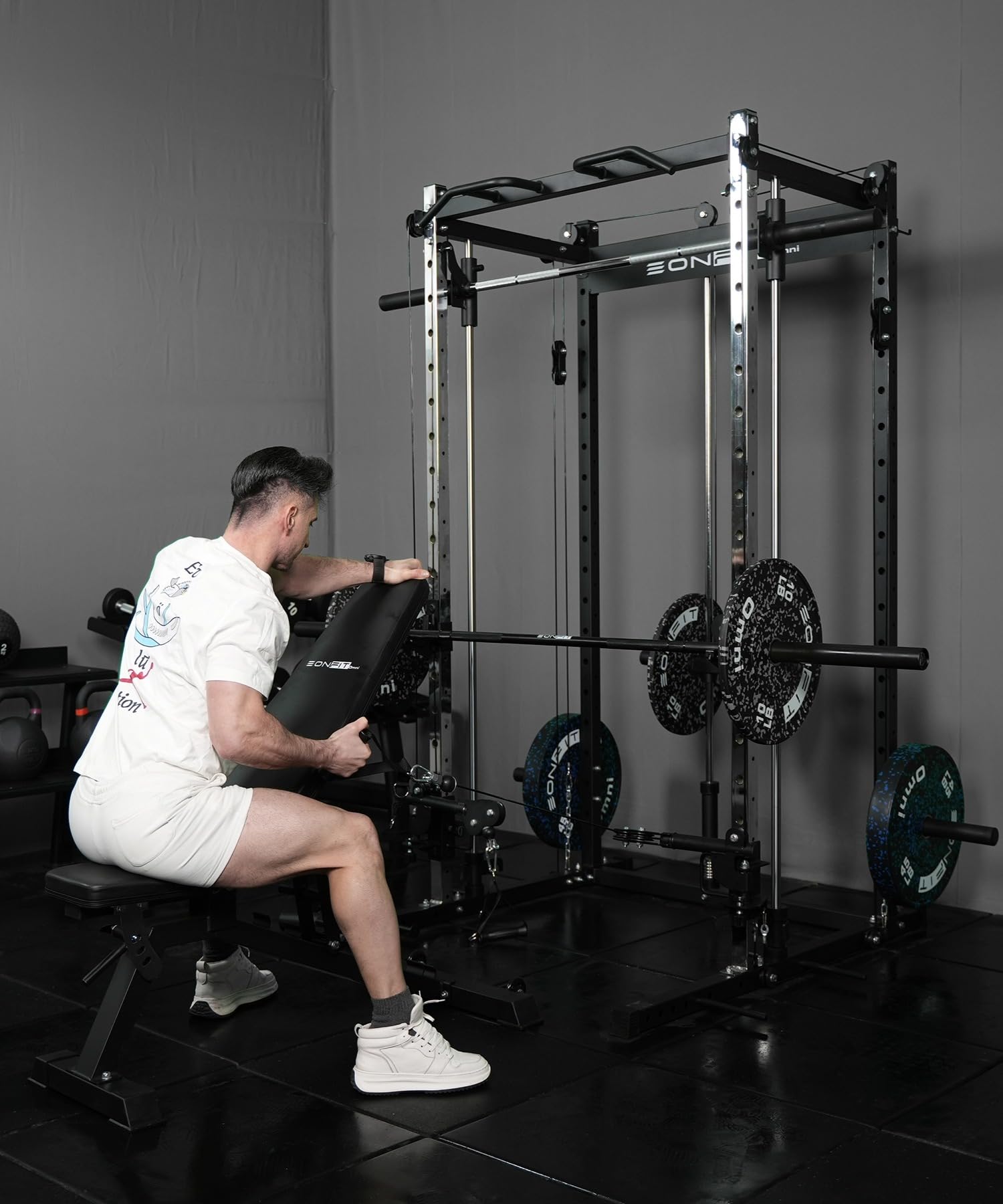 Smith Machine Power Cage - Heavy Duty Home Gym Squat Rack for Weight Training & Strength Workouts - Perfect for Home Garage & Personal Fitness Studio