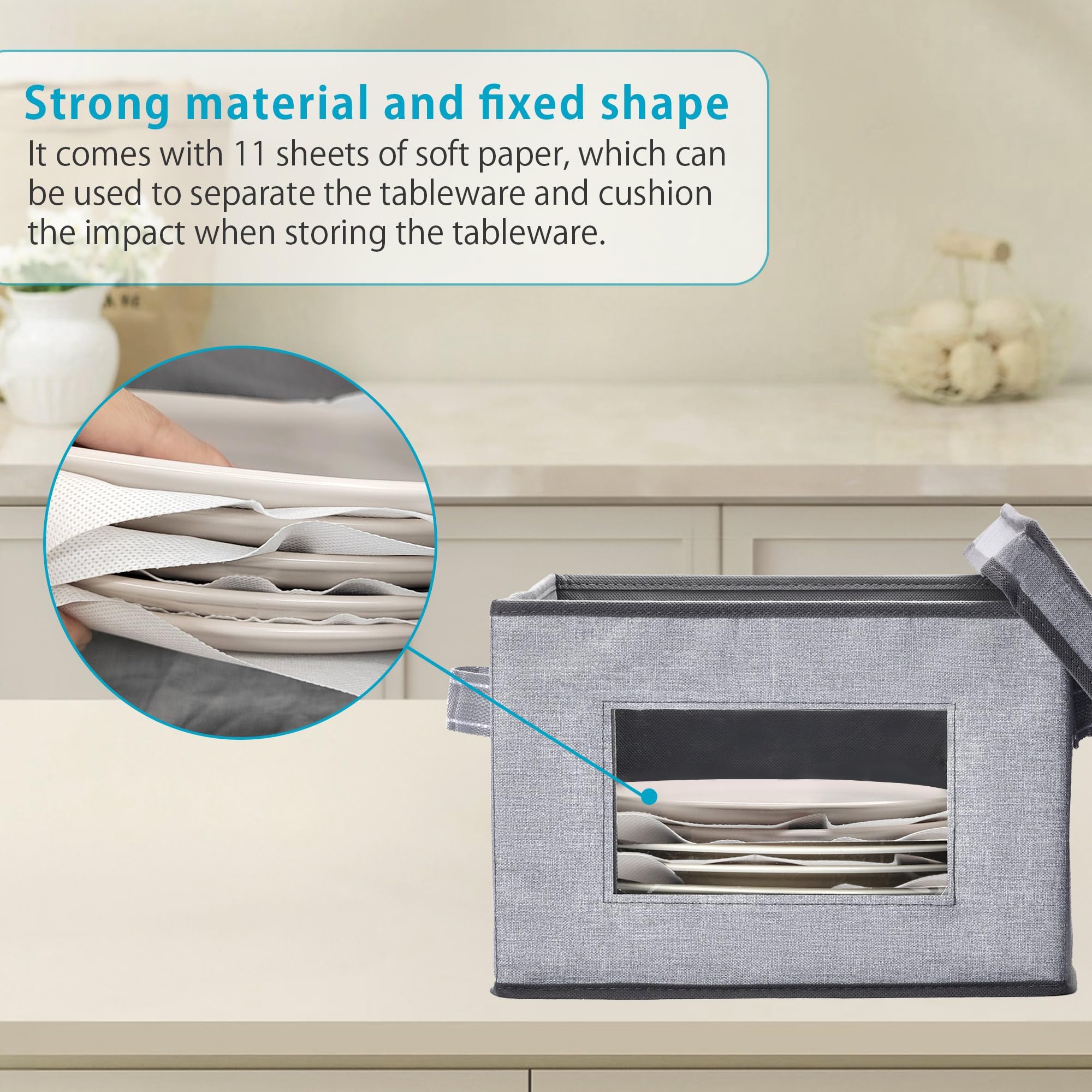 VENO 4-Size Dish Storage Containers - Hard Shell Plate Organizer for Moving & Packing (48 Plates) - Perfect for Kitchen & Holiday Storage