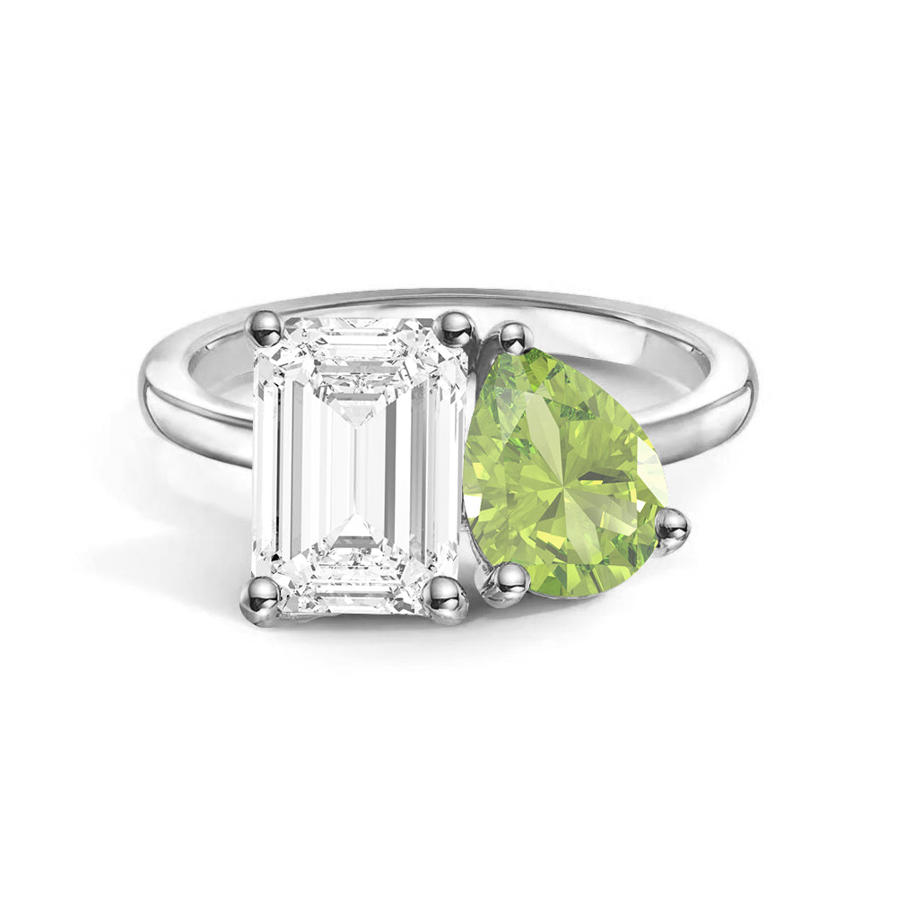 Personalized Toi et Moi Moissanite Birthstone Ring - Custom Anniversary Gift for Couples, Engagements & Romantic Occasions