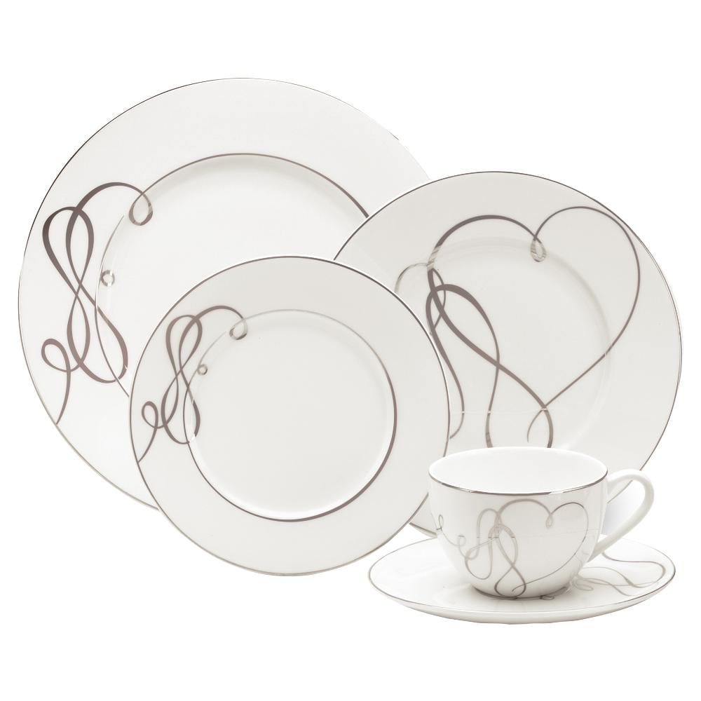 Love Story 5-Piece Dinnerware Set - Elegant Porcelain Plates, Bowls & Cups for Romantic Dining, Wedding Gifts & Special Occasions