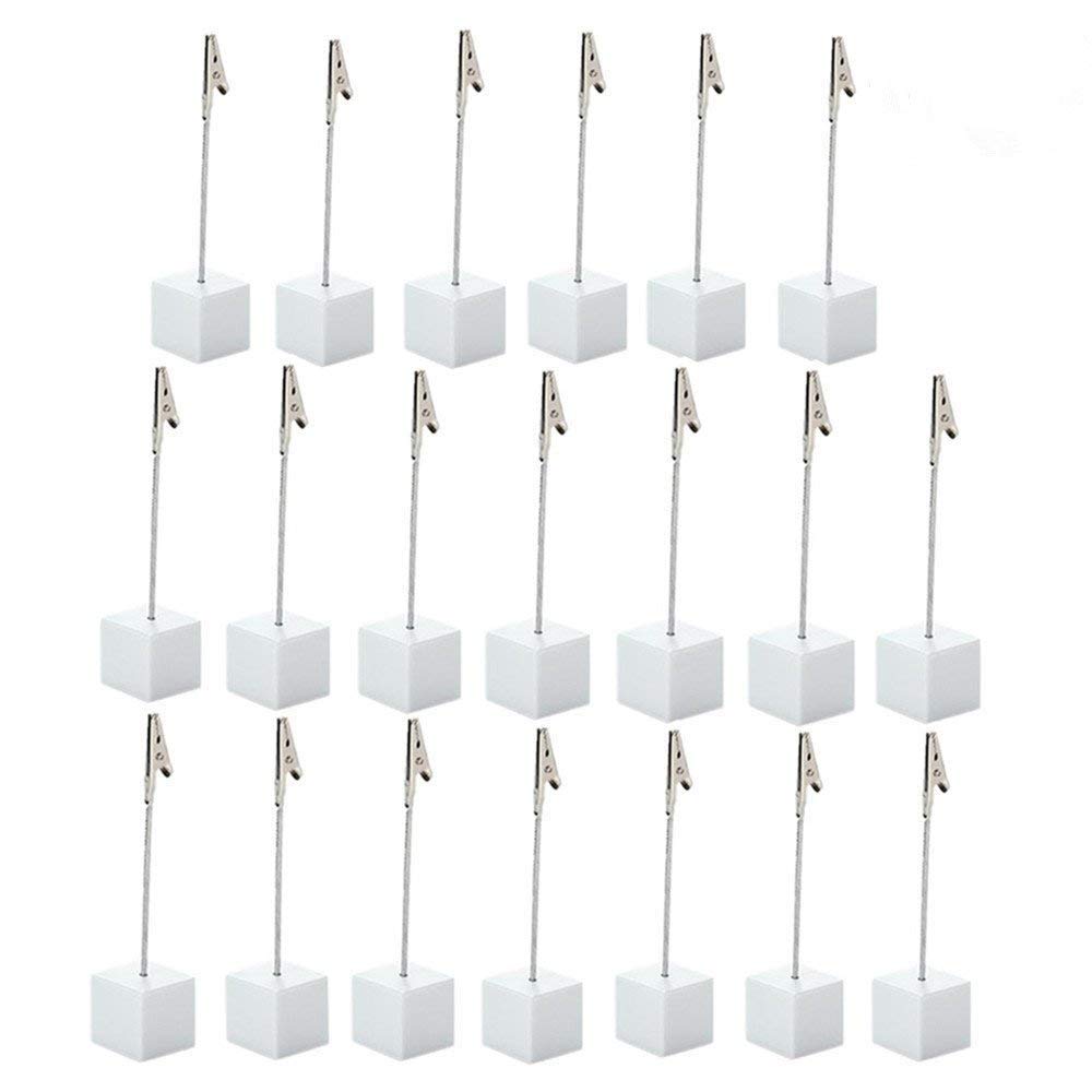 20pcs White Table Number Holders - Elegant Name Place Card Stands, Memo Clips & Menu Holders for Weddings, Parties & Restaurants - Perfect for Seating Cards, Photos & Notes