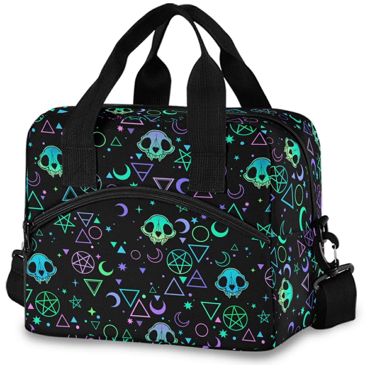Insulated Lunch Bag with Magic Skulls Design - Reusable Leakproof Cooler Tote for Women & Men - Perfect for Work, School, Picnics & Outdoor Activities