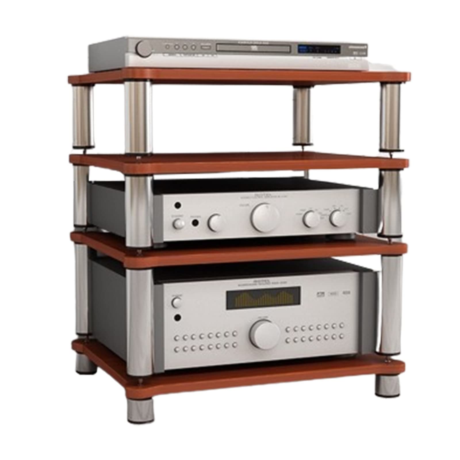 4 Tier Audio Shelf - Sturdy Media Stand & Component Cabinet for HiFi Systems - Perfect for Home Theater, Vinyl Records & Audio Equipment Storage