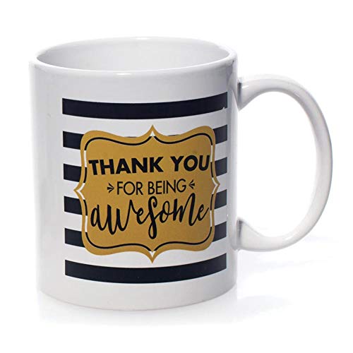 Thank You for Being Awesome White Ceramic Mugs - 11oz Set of 2 - Perfect for Office Appreciation Gifts, Teacher Presents & Coffee Lovers