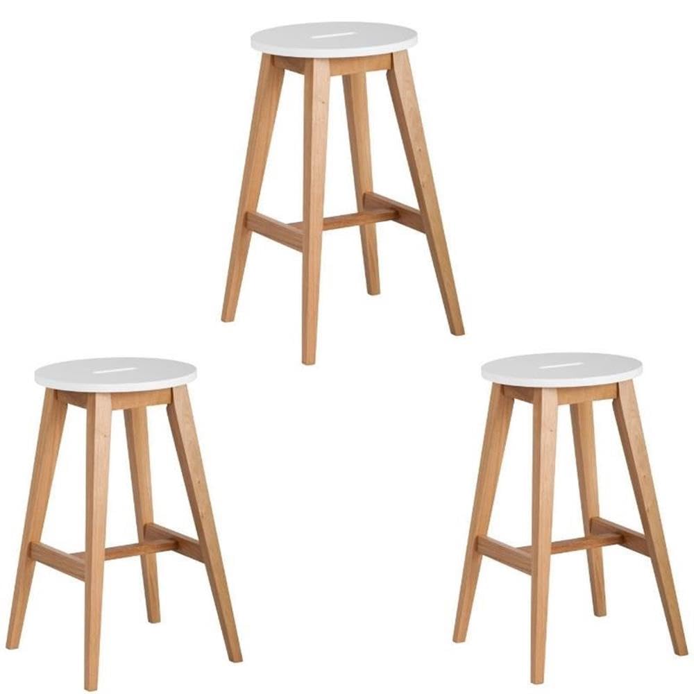 Modern 3-Piece Wood Barstool Set in Oak & White - Home Square - Perfect for Kitchen Islands, Breakfast Bars & Home Decor