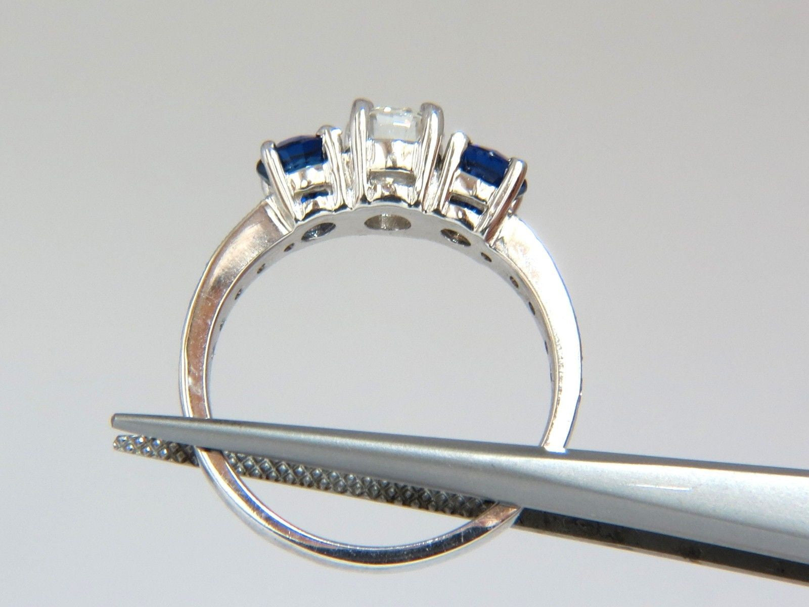 1.85ct Natural Blue Sapphire & Diamond Ring in 14K Gold - Classic Three Bead Setting for Engagement, Wedding & Anniversary Gifts